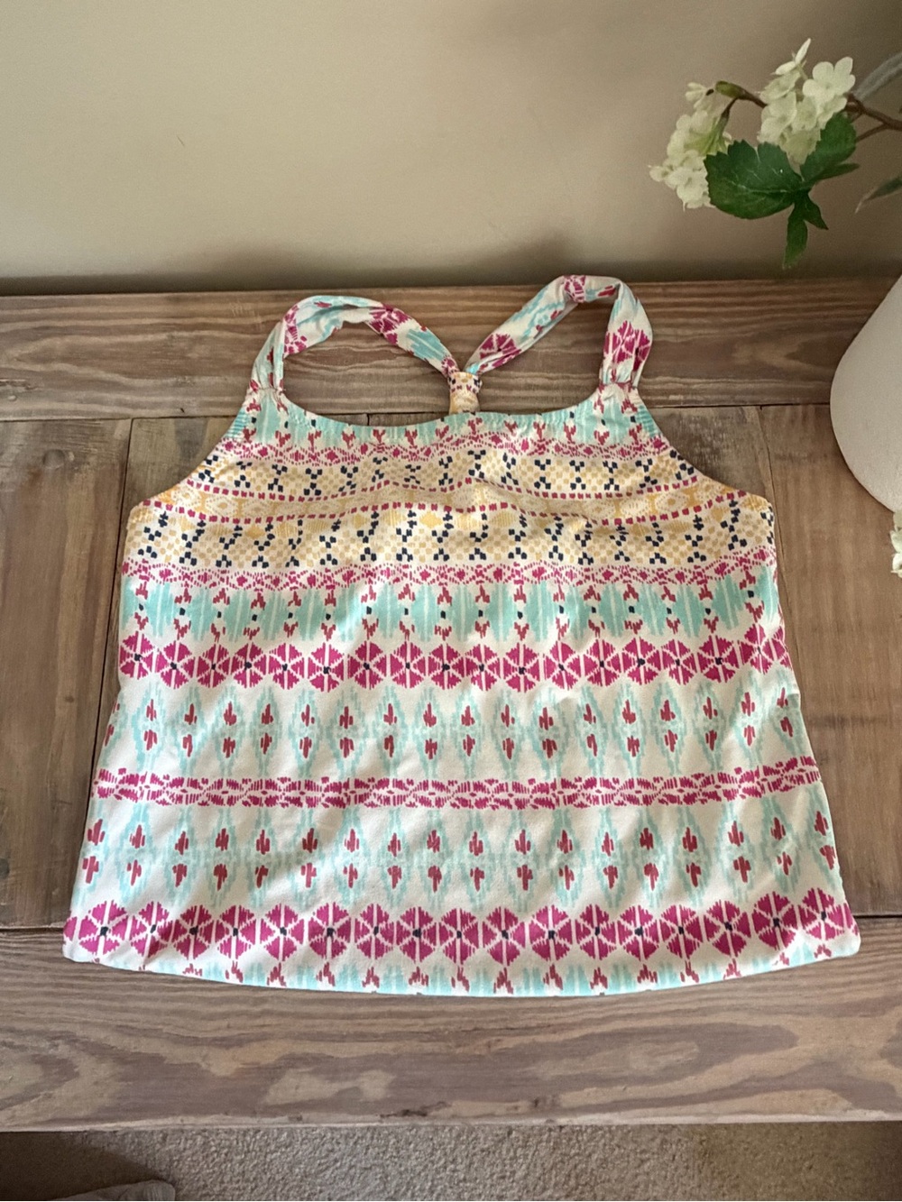 Garnet Hill Kids Mint, Pink & Yellow Patterned Swimsuit 🏖️